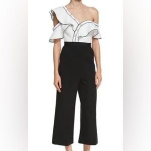 Self Portrait monochrome frill jumpsuit